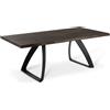E-STYLO Tavolo fisso Top in Rovere termocotto o e bordo massellato Gambe in metallo verniciato Allunghe esterne impiallacciate,100cm X 200cm H. 76cm,Top: rovere termocotto gambe: nero