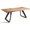 E-STYLO Tavolo Allungabile Top in truciolare di pioppo impiallacciato e bordo massellato Gambe in metallo verniciato Allunghe esterne impiallacciate,100cm X 200/300cm H. 76cm,Top: rovere naturale allunghe: rovere naturale gambe: nero