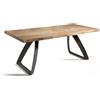 E-STYLO Tavolo Allungabile Top in truciolare di pioppo impiallacciato e bordo massellato Gambe in metallo verniciato Allunghe esterne impiallacciate,90cm X 160/240cm H. 76cm,Top: rovere naturale allunghe: rovere naturale gambe: nero