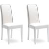 E-STYLO Sedia in similpelle Seduta rivestita in similpelle con bordino Gambe in legno di faggio laccato,59cm X 46cm H. 99cm,Seduta: bianco schienale: bianco / grigio gambe: bianco