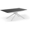 E-STYLO Tavolo fisso Top in Rovere termocotto o e bordo massellato Gambe in metallo verniciato Allunghe esterne impiallacciate,90cm X 170/270cm H. 76cm,Top: nero gambe: bianco