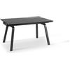 E-STYLO Tavolo allungabile Top in Pietra effetto marmo Gambe in metallo verniciato,80cm X 140/200cm H. 76cm,Top grigio gambe antracite
