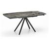 E-STYLO Tavolo allungabile Top in Ceramica su vetro Gambe in metallo,90cm X 120/180 cm H. 76cm,Top: marmo grigio gambe: antracite