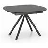 E-STYLO Tavolo Allungabile Top in ceramica (5 mm) su vetro temperato (8 mm) Gambe in metallo verniciato Allunghe interne in ceramica su vetro,90cm X 120/180cm H. 76cm,Top: ceramica grigio grafite allunghe: grigio grafite gambe: antracite