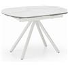 E-STYLO Tavolo Allungabile Top in ceramica (5 mm) su vetro temperato (8 mm) Gambe in metallo verniciato Allunghe interne in ceramica su vetro,90cm X 120/180cm H. 76cm,Top: ceramica marmo bianco allunghe: ceramica bianca gambe: bianco