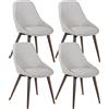 E-STYLO Sedia da pranzo Seduta e schienale rivestiti in tessuto grigio chiaro Gambe e struttura in massello di noce,58cm X 49cm H. 85cm,Rivestimento: grigio chiaro gambe: massello di noce