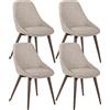 E-STYLO Sedia da pranzo Seduta e schienale rivestiti in tessuto grigio chiaro Gambe e struttura in massello di noce,58cm X 49cm H. 85cm,Rivestimento: marrone chiaro gambe: massello di noce