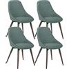 E-STYLO Sedia da pranzo Seduta e schienale rivestiti in tessuto grigio chiaro Gambe e struttura in massello di noce,58cm X 49cm H. 85cm,Rivestimento: verde gambe: massello di noce