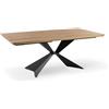 E-STYLO Tavolo Fisso Top impiallacciato Gambe in metallo verniciato,100cm X 200cm H. 76cm,Top: rovere naturale gambe: nero