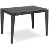 E-STYLO Tavolo Allungabile Top in ceramica (5 mm) su vetro temperato (8 mm) Gambe in metallo verniciato Allunghe interne in ceramica su vetro,80cm X 120/170cm H. 76cm,Top: ceramica grigio grafite allunghe: grigio grafite gambe: antracite
