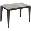 E-STYLO Tavolo Allungabile Top in ceramica (5 mm) su vetro temperato (8 mm) Gambe in metallo verniciato Allunghe interne in ceramica su vetro,80cm X 120/170cm H. 76cm,Top: ceramica marmo antracite allunghe: ceramica marmo bianco gambe: bianco