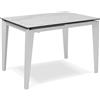 E-STYLO Tavolo Allungabile Top in ceramica (5 mm) su vetro temperato (8 mm) Gambe in metallo verniciato Allunghe interne in ceramica su vetro,80cm X 120/170cm H. 76cm,Top: ceramica marmo bianco allunghe: ceramica marmo bianco gambe: bianco