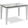 E-STYLO Tavolo allungabile Top in ceramica marmo calacatta Borghini Base in metallo verniciato bianco Allunghe interne in ceramica su vetro,80cm X 120/ 170cm H. 76cm,Top: ceramica marmo calacatta borghini gambe: bianco allunghe: marmo calacatta borghini
