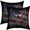 Loussiesd Set di 2 federe per cuscino con bandiera americana a forma di gufo per casa soggiorno reversibile con animali 3D con uccelli rosso blu nero decorativo 50 x 50 cm
