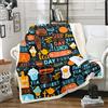 Loussiesd Coperta in pile con stampa gelato, coperta a tema alimentare, per adolescenti, latte, tè, sherpa, decorazione per dolci e torte, arancione e blu, calda coperta sfocata per bambini 76,2 x