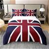 Bedluxy Set copripiumino in cotone con bandiera inglese, per bambini, ragazzi e ragazze, set copripiumino in cotone di lusso, per letto singolo