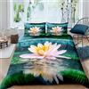 Loussiesd Set di biancheria da letto con copripiumino Zen con fiori di loto, per ragazzi, ragazze, ragazzi, ragazzi, letto super king size, con 2 federe, per ragazzi