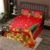 Loussiesd Set di coperta di Natale Albero di Natale Copriletto per ragazzi ragazze Fiocco di neve Scatole regalo Decor Trapuntato Coperta in microfibra a tema natalizio trapuntato camera da letto240x220cm