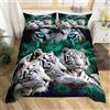 Loussiesd Tigre Copripiumino Animale Selvatico Set Biancheria Da Letto Per Bambini Adulti Safari Gatti Consolatore Set Morbido Della Fauna Selvatica Bianco Tigre Biancheria Da Letto & Lino Singolo Dimensioni