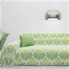 Byour3 - Copridivano Puro Cotone 3 4 5 Posti Granfoulard Fantasia Damascato Salvadivano Telo Arredo Foulard Copritutto Salva Divani Ad Angolo Penisola destra sinistra (Verde, 2 posti)