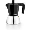 MONIX Induction Inox, Caffettiera Italiana In Alluminio e Acciaio Inox, Capacità 9 Tazze, Manico Termoresistente, Facile da Lavare, Adatta a Tutti i Tipi da Piano Cottura, Incluso a Induzione, Nero