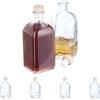 Relaxdays Oliera con Tappo, Set da 6 Bottiglie da 500 ml in Vetro, Bottigliette Porta Olio d'Oliva e Aceto, Salvagoccia, Plastica