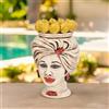 Ceramiche di Caltagirone Sofia Testa Tuareg h 20 cm, Madreperla Antichizzato | Ceramica Caltagirone - 20 cm / Limoni Siciliani / Donna