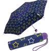 happy rain Ergobrella - Ombrello tascabile per bambini con elementi riflettenti, Stelle incandescenti, 89 cm, giocoso