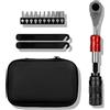 lcvtos Set Cricchetto e Bussole 1/4, Kit di Attrezzi Meccanici per Auto, Include LEVA per Pneumatici, Borsa di Stoccaggio, per Computer, Telefono Cellulare, Orologio, Occhiali (Nero)