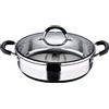 MasterPro Foodies | Casseruola Bassa con Coperchio in Vetro | Capacità di 3.8L | Fabbricata in Acciaio Inossidabile | Molto Resistente, Pulizia Facile | Per Ogni Piano Cottura