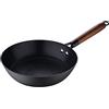 MasterPRO Odín, padella wok con rivestimento antiaderente, 24 x 44 x 7,5 cm, in ferro pressato, manico ergonomico in legno di acacia, utensili da cucina, per tutti i piani cottura