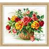 RIOLIS - Set per ricamo a punto croce, soggetto: cestino con rose, cotone, multicolore, 35 x 30 x 0,1 cm
