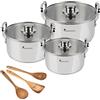 MasterPro Smart | Kit di Cucina | Batteria da 6 Pezzi e 3 Utensili | Pentole in Acciaio Inox | Set di Pentole di 11,7 L, 6,5 L e 3,1 L | Per Tutti i Piani Cottura