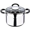 MasterPro Foodies | Pentola da Cucina con Coperchio in Vetro | Capacità di 4 L | Fabbricata in Acciaio Inossidabile | Molto Resistente, Pulizia Facile | Per Ogni Piano Cottura