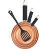 RB RENBERG RENBERG ROYCE REECO - Set 4 padelle (18, 22, 26 cm) in alluminio riciclato+ spatola scanalata - manico ergonomico - rivestimento antiaderente - compatibile con l'induzione