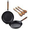 MasterPRO ODIN - Kit di cottura: padella da 24 e 28 cm - 3 utensili - Ghisa di alta qualità - rivestimento ceramico antiaderente - manici in acacia - adatto a tutti i fornelli - senza PFAS