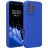 kwmobile Cover per iPhone 16 PRO Max Custodia - Back Case per Smartphone in Silicone TPU - Protezione Gommata - Blu Baltico