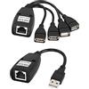 RIIEYOCA USB Extender con Hub USB a 4 Porte, Collegamento Cavo Cat5e/Cat6 fino a 50 m/165ft RJ45 Estensione Lan, Plug and Play, Nessun Driver, Applica per Mouse, Tastiera, Stampante, Fotocamera