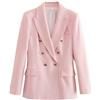 IVYARD Nuovo Blazer Slim Doppiopetto da Donna in Stile Europeo e Americano Autunnale - Rosa - XS