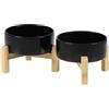 Havniva Set di ciotole doppie rialzate regolabili in ceramica con supporto, 2 altezze elevate, ciotole per cibo e acqua, per cani di razza giocattolo, gatti, gattini, ciotole per cani ponderati (14