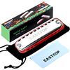 East top Armonica diatonica Junior Blues a 10 fori in Do per principianti, bambini, studenti, con bordi arrotondati lisci e custodia in tessuto