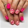 Angwis 24 unghie finte corte quadrate rosa shocking Ombre premere sulle unghie fiori bianchi stick on unghie finte acriliche unghie finte rimovibili unghie adesive copertura completa unghie finte