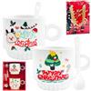 TaimeiMao Merry Xmas-Tazze Natalizie Set di 2 Tazze in Ceramica 260 ml, 2 Cucchiai+ Confezioni Regalo Portatili x1 - Alce + Albero di Natale