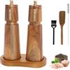 Foyucool Set Macina Sale e Pepe in Legno, 2 Macina Pepe Manuale, Granulosità Regolabile, Rotore in Ceramica, con Vassoio e Pennello per la Pulizia, per Lilla, Pepe, Sale, 8 Pollici, (Marrone+Marrone)