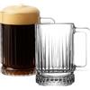 GOSOYO Set di 2 Tazze da Caffè in Vetro, Bicchieri da Latte, Tazze in Vetro per Bevande Calde con Manici, Set di Tazze da Tè e Cappuccino, Boccale da Birra, Bicchieri a Coste (310 ml/10,4 oz)