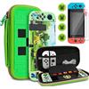 TIKOdirect Custodia da trasporto per Switch (modello originale) 2017, custodia da viaggio portatile con custodia protettiva morbida, protezioni per lo schermo e tappi per il pollice, verde