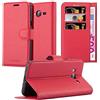 Cadorabo Custodia Libro per Samsung Galaxy J3 / J3 DUOS 2016 in ROSSO CARMINIO - con Vani di Carte, Funzione Stand e Chiusura Magnetica - Portafoglio Cover Case Wallet Book Etui Protezione