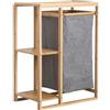 Wintem Portabiancheria in Bambù 50x30x70cm - con Cestino in Stoffa e 2 Ripiani - Eleganza e Funzionalità per Ottimizzare Spazi e Organizzare la Tua Casa con Stile - Capacità Cestino 15kg