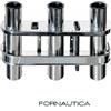 PORTACANNA A PARETE 3 POSTI ACCIAIO INOX CON BOCCOLE PROTEGGI CANNA - PORTACANNE