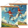 Atliberswo Set di 2 binari per poster A3, stecche magnetici per poster, cornici magnetiche per poster 30 x 40 cm - il gancio ideale per poster in legno per opere d'arte e stampe (31 cm, legno di teak)